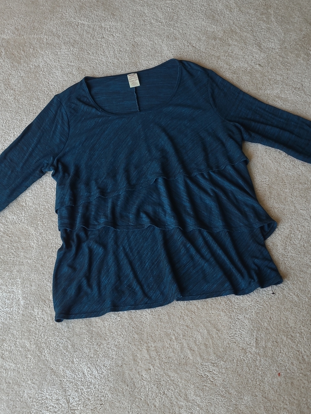 Faded Glory Blue/Black Layered Ruffle Top